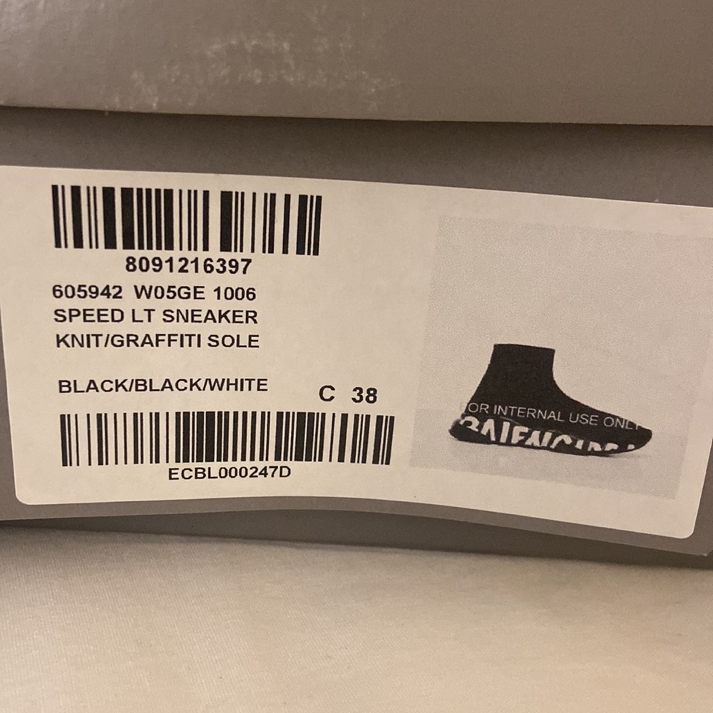 Balenciaga speed lt sneaker- graffiti black/black/white. Women’s size 38 - Picture 8 of 8